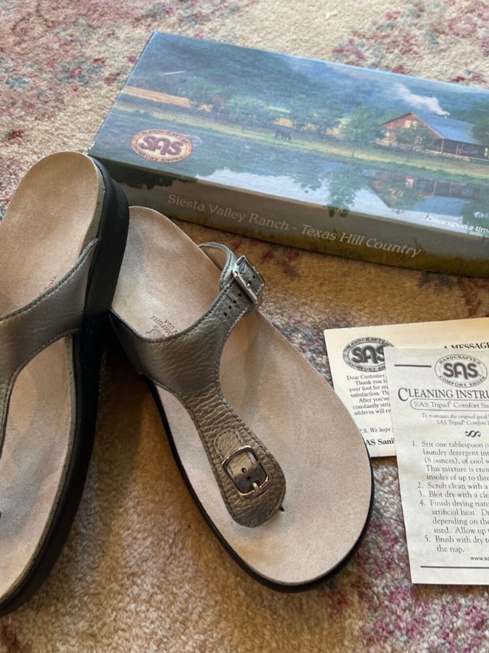 SAS Sanibel Pewter silver thong sandal shoes 11 M NWT